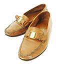 【中古】サルヴァトーレフェラガモ Salvatore Ferragamo ローファー モカシン ローヒール レザー 本革 ヴァラ ワンポイント 5 24.0 茶...