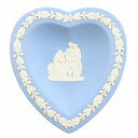 【中古】ウェッジウッド WEDGWOOD アンティーク ヴィンテージ ジャスパー 小物入れ トレイ 皿 陶器 ハート型 女神 レリーフ 英国製 ペールブルー 青...
