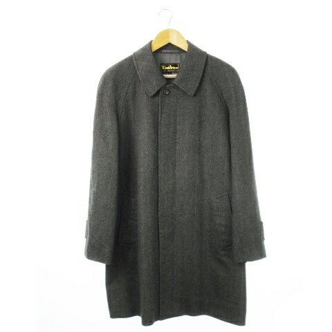【中古】ウィンドアーマー WIND ARMOR ステンカラーコート カシミア ミドル 総裏地 比翼仕立て ヘリンボーン L グレー /CK6 ■GY22 メンズ 【ベクトル 古着】 250212