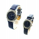 【中古】アンクライン ANNE KLEIN 腕時計 ペアウォッチ クォーツ ローマン ラウンド 紺文字盤 レザーベルト ロゴ シルバー色 AL21E ■GY18...