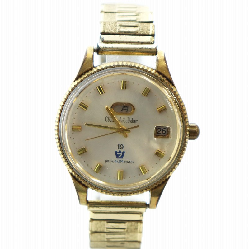 【中古】シチズン CITIZEN Auto Dater 7 オートデーター セブン 19石 腕時計 ヴィンテージ アンティーク ウォッチ 手巻き デイデイト ゴールドカラー 金色 51401-T ■GY18 /MQ メンズ 【ベクトル 古着】 250221のサムネイル
