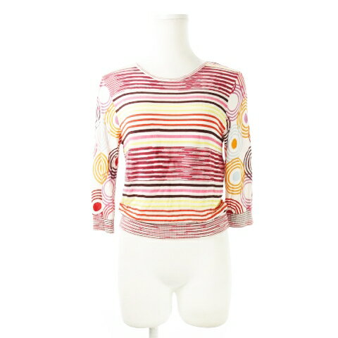 【中古】ミッソーニ MISSONI SPORT サマーニット ラウンドネック 七分袖 ショート丈 薄手 切替 ボーダー ラウンド 赤 レッド /CK15 ■GY19 レディース 【ベクトル 古着】 250217 【中古】ミッソーニ MISSONI SPORT サマーニット ラウンドネック 七分袖 ショート丈 薄手 切替 ボーダー ラウンド 赤 レッド /CK15 ■GY19 レディース 【ベクトル 古着】 250217