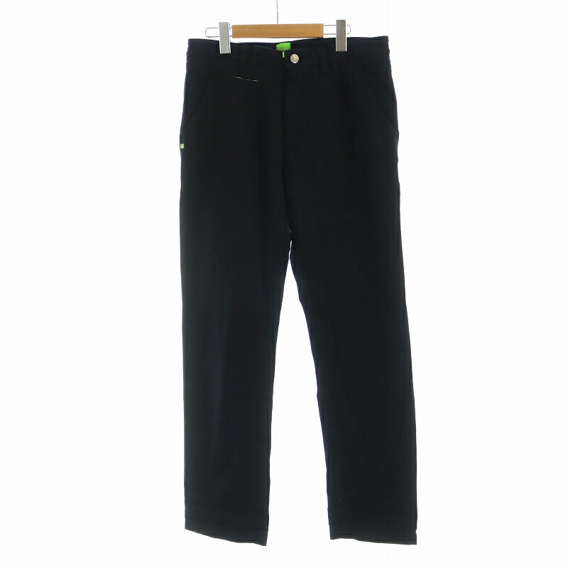 【中古】ヒューゴボス HUGO BOSS テーパードパンツ チノパン ジップフライ ロゴ 30/34 黒 ブラック ■GY19 /MQ メンズ 【ベクトル 古着】 250503