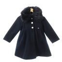 【中古】アナスイ ANNA SUI mini ステンカラーコート ファーカラー ラインストーンボタン ロゴプレート ガール 女の子 110 紺 ネイビー /CK...
