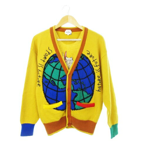 【中古】カステルバジャック CASTELBAJAC sport Vネックカーディガン 長袖 インターシャ 地球 アニマル..