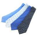 【中古】ランバン LANVIN ネクタイ 4本セット おまとめ レギュラー 絹 シルク ストライプ 花柄 総柄 青 ブルー 黒 ブラック /AO6 ■GY01 ...