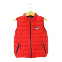 【中古】パタゴニア Patagonia ダウンベスト ジップアップ スタンドカラー ロゴ ベビー キッズ 男の子 アウトドア 2T 2歳 赤 レッド /AH2 ■GY11 キッズ 【ベクトル 古着】 250305