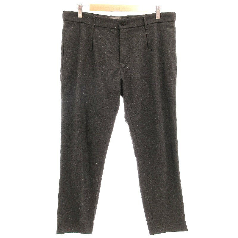 【中古】ザラマン ZARA MAN スラックスパンツ ツータック シルク混 42 ダークグレー /AE メンズ 【ベクトル 古着】 250310