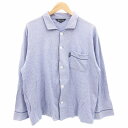 【中古】アクアスキュータム AQUASCUTUM 美品 シャツ 長袖 ルームウエア パジャマ ロゴ 総柄 リキッドコットン L 青 ブルー /GV メンズ 【ベ...