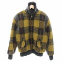 【中古】RAIKA CORDINATE ヴィンテージ チェックブルゾン ジャケット ウール L 黒 ブラック カラシ色 /TZ メンズ 【ベクトル 古着】 250311