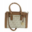 【中古】マイケルコース MICHAEL KORS トートバッグ ショルダー 2WAY ハンド PVC MKロゴ チャーム付き 総柄 茶 ブラウン ■GY18 /...