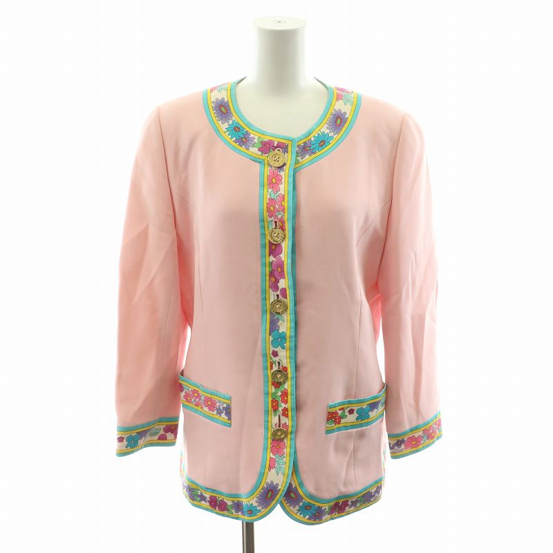 【中古】レオナール LEONARD ファッション FASHION ノーカラージャケット アウター スカート タイト ひざ丈 セットアップ 上下 2点セット 総裏...