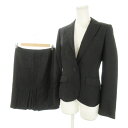 【中古】ミッシェルクラン MICHEL KLEIN スーツ セットアップ 2点セット テーラードジャケット 背抜き タイトスカート ひざ丈 ストライプ 38 M 黒 ブラック /MN5 ■GY35 レディース 【ベクトル 古着】 250408