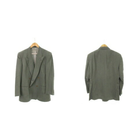 【中古】ヴァレンティノ ガラヴァーニ VALENTINO GARAVANI スーツ セットアップ 上下 テーラードジャケット ダブル 総裏地 スラックス ツータック ストライプ ウール /AH2 ■GY18 メンズ 【ベクトル 古着】 250415