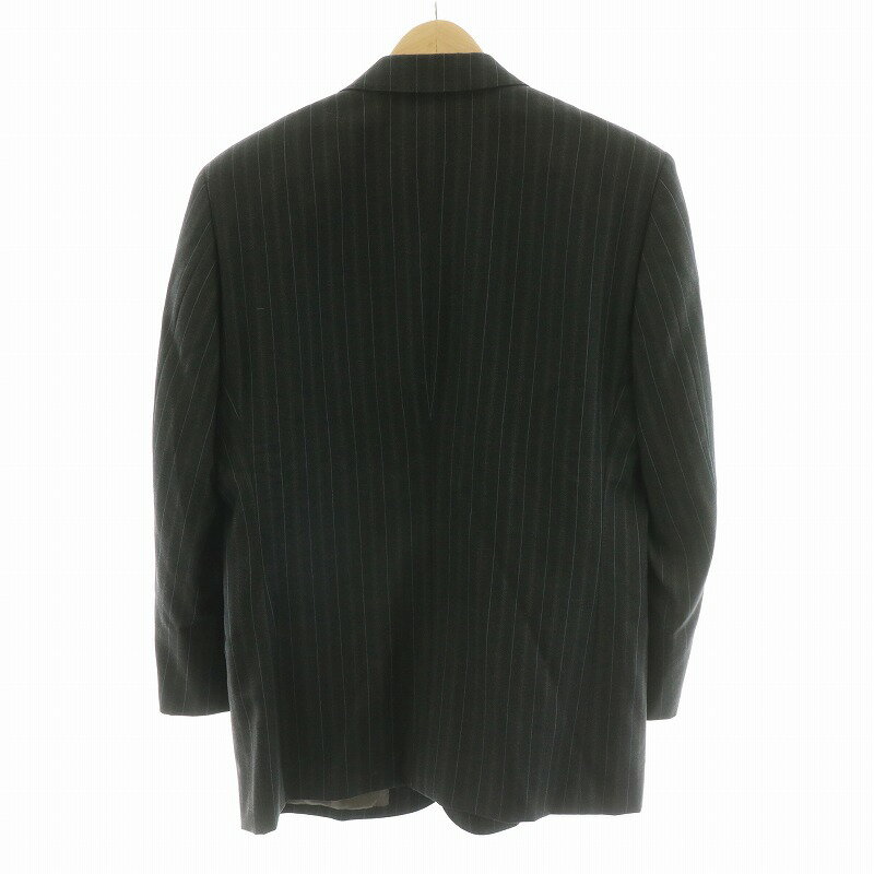 【中古】トロージャン TROJAN orgoglio Loro Piana ロロピアーナ スーパー 110's セットアップ スーツ シングル スラックス 総裏地 ウール ストライプ グレー ■GY18 /MW メンズ 【ベクトル 古着】 250405