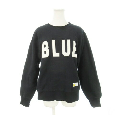 【中古】ブルーブルー BLUE BLUE ラッセルアスレティック RUSSELL ATHLETIC ブルーパッチ ロゴ スウェット トレーナー クルーネック 長袖 裏起毛 M 黒 ブラック /AH16 ■GY18 レディース 【ベクトル 古着】 250510