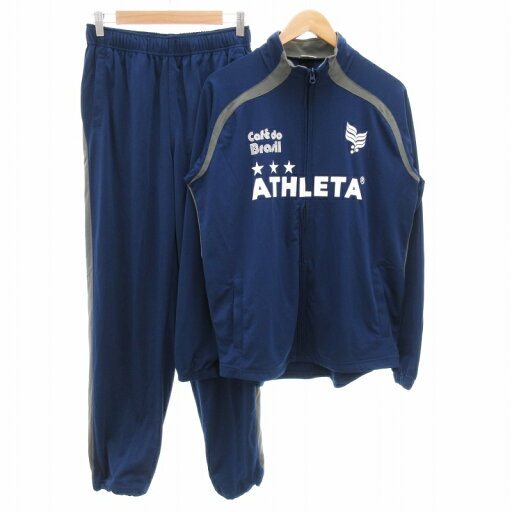【中古】アスレタ ATHLETA ジャージ セットアップ トラックジャケット イージーパンツ サッカーウェア ロゴ L 紺 ネイビー /GV ■GY35 メンズ 【ベクトル 古着】 250425 【中古】アスレタ ATHLETA ジャージ セットアップ トラックジャケット イージーパンツ サッカーウェア ロゴ L 紺 ネイビー /GV ■GY35 メンズ 【ベクトル 古着】 250425