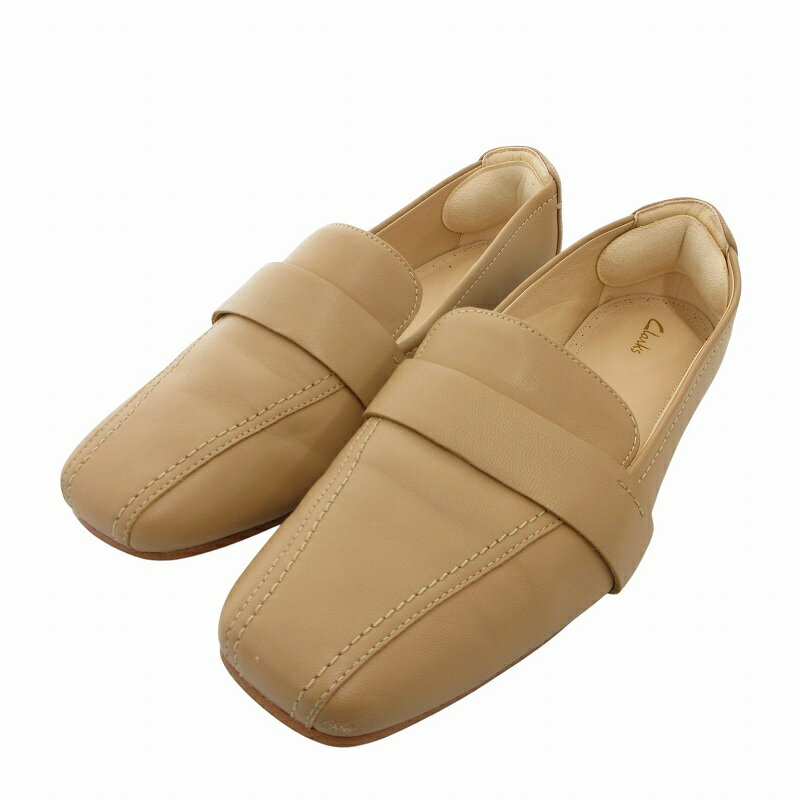 【中古】クラークス clarks パンプス ローファー スクエアトゥ レザー ベージュ /FF ■GY18 レディース 【ベクトル 古着】 250428