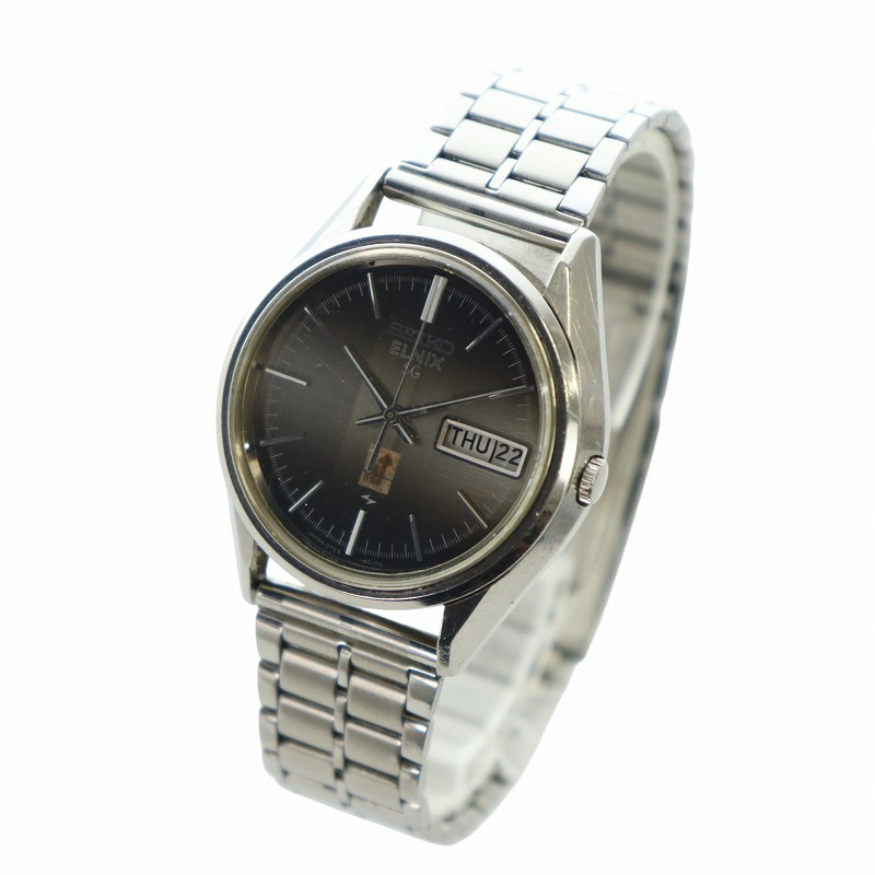 【中古】セイコー SEIKO エルニクス ELNIX 腕時計 ウォッチ クォーツ デイト カレンダー付き ロゴ グレー文字盤 シルバー色 0723-6010 ■GY18 /MQ メンズ 【ベクトル 古着】 250523