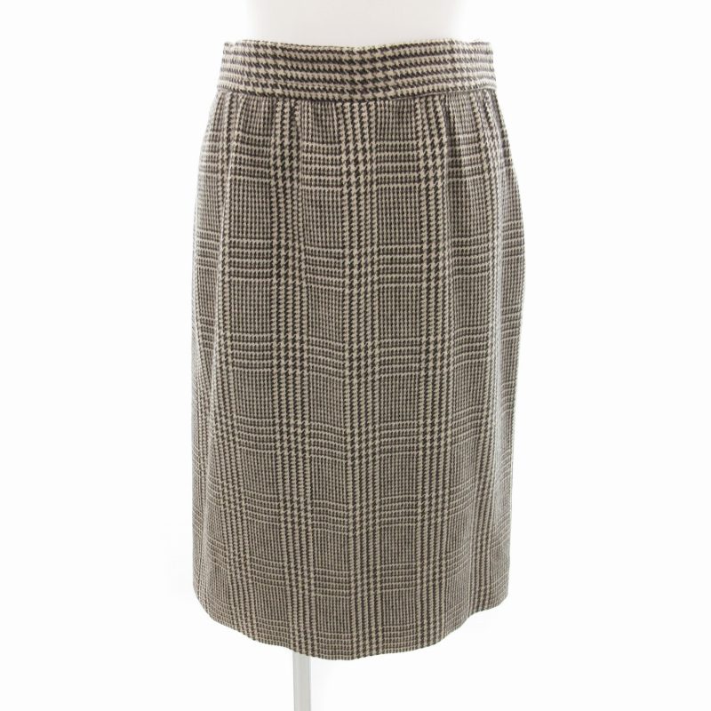 【中古】ジバンシィ GIVENCHY ヴィンテージ タイトスカート 千鳥格子 ハウンドトゥース ウール ひざ丈 8 茶 黒 ブラウン ブラック /HO□ 0426 ■GY18 レディース 【ベクトル 古着】 250426