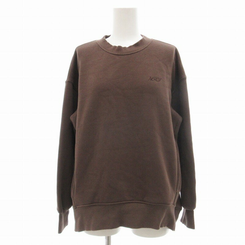 【中古】ナージー NERGY スウェット トレーナー クルーネック プルオーバー 裏起毛 F 茶 ブラウン /OU ■GY39 レディース 【ベクトル 古着】 250515