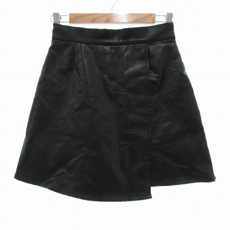 【中古】ヘザー Heather スカパン フェイクレザー ひざ丈 S 黒 ブラック /UO ■GY39 レディース 【ベクトル 古着】 250507