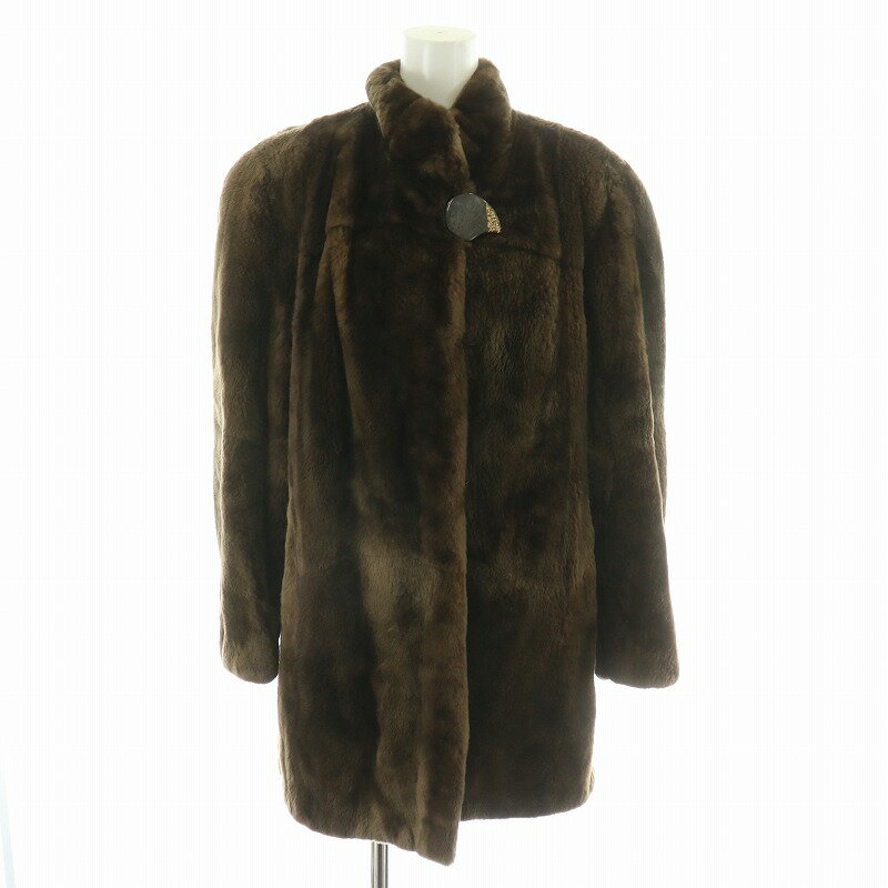 【中古】ニナリッチ NINA RICCI ファーコート 毛皮コート シェアードミンク ハーフ 大きいサイズ 13 XL 茶 ブラウン /MW ■GY11 レディース 【ベクトル 古着】 250424