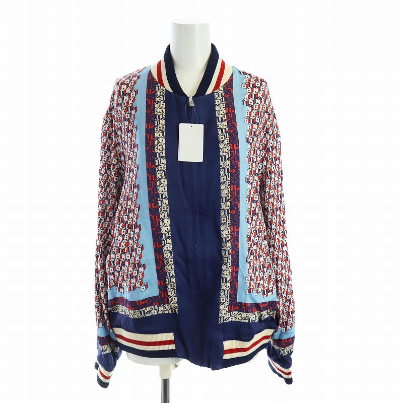 【中古】ピンコ PINKO ジャケット ブルゾン ジップアップ 長袖 総柄 メッシュ 42 紺 ネイビー 1G177QY7YB ■GY18 /MQ レディース 【ベクトル 古着】 250502