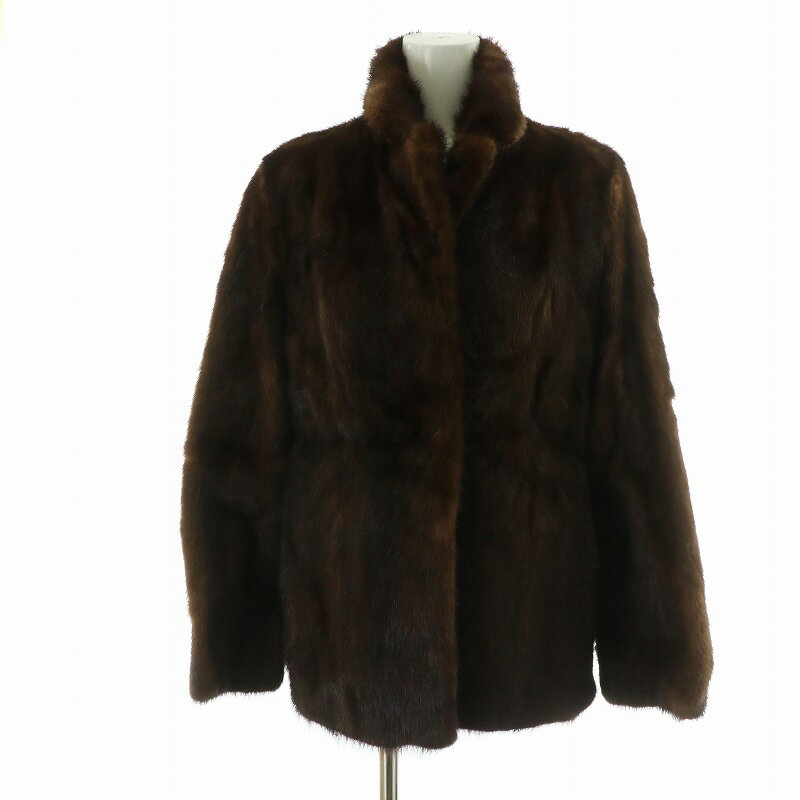 【中古】フィアンセス Fiancesse 毛皮コート ミンクファー 長袖 ミドル 総裏地 11 L 茶 ブラウン ■GY18 /MQ レディース 【ベクトル 古着】 250428