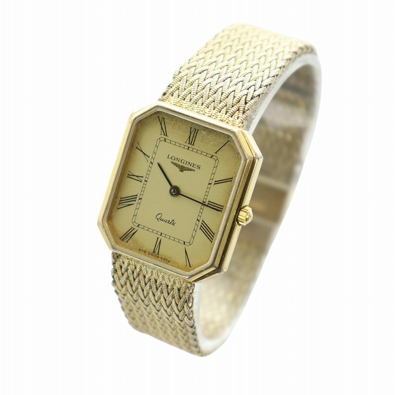 【中古】ロンジン LONGINES クオン quantx オクタゴン ジャンク品 腕時計 ウォッチ クォーツ スクエア ローマン ゴールド色 20450342 ■GY18 /MQ メンズ 【ベクトル 古着】 250619