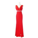 【中古】ガールスタイル girlstyle ドレス ロングドレス Vネック フリル スリット ビジュー 赤 レッド /CK19 ■GY12 レディース 【ベクトル 古着】 250519(4)