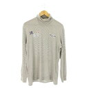 【中古】ビームスゴルフ BEAMS GOLF カットソー タートルネック 長袖 ストレッチ ボーダー ワッペン ロゴ ゴルフ XL グレー /MN18 メンズ 【ベクトル 古着】 250520(4)