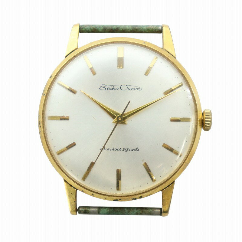 【中古】セイコー SEIKO クラウン 腕時計 ウォッチ ケースのみ 自動巻き 白文字盤 ロゴ 21石 ゴールド色 J15003E ■GY18 /MQ メンズ 【ベクトル 古着】 250522
