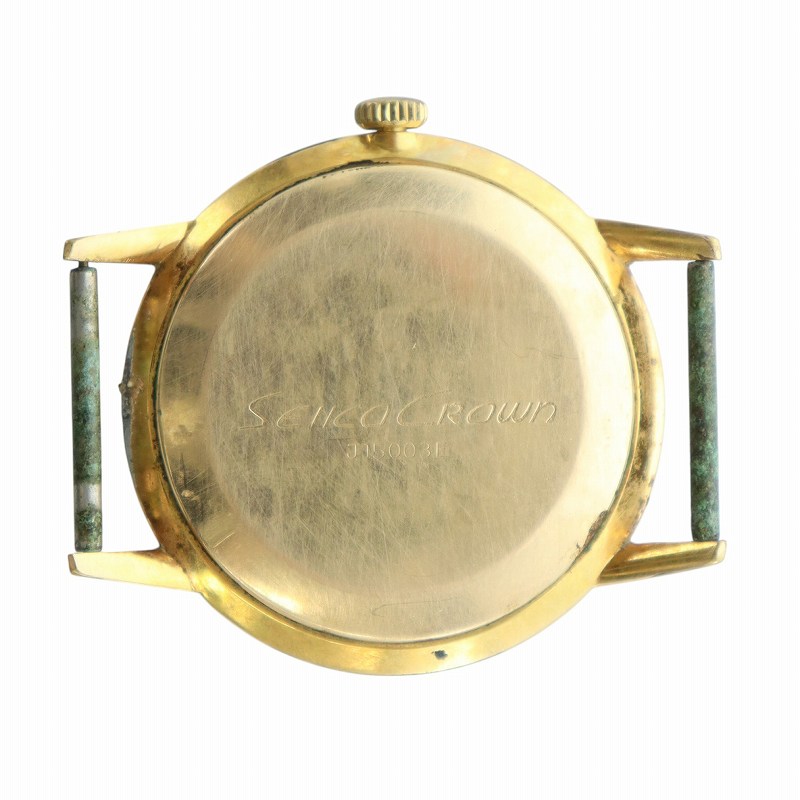 【中古】セイコー SEIKO クラウン 腕時計 ウォッチ ケースのみ 自動巻き 白文字盤 ロゴ 21石 ゴールド色 J15003E ■GY18 /MQ メンズ 【ベクトル 古着】 250522