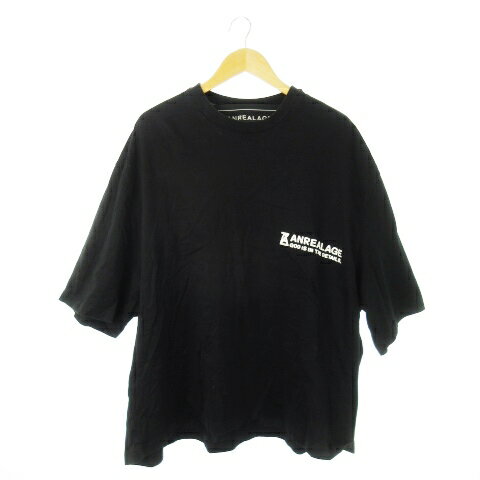 【中古】アンリアレイジ ANREALAGE Tシャツ オーバーサイズ クルーネック 丸首 半袖 ロゴ刺繍 M 黒 ブラック /CK11 ■GY30 メンズ 【ベクトル 古着】 250527