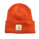 【中古】カーハート carhartt ニットキャップ ビーニー 帽子 ロゴ パッチ オレンジ /HO メンズ 【ベクトル 古着】 250529(4)