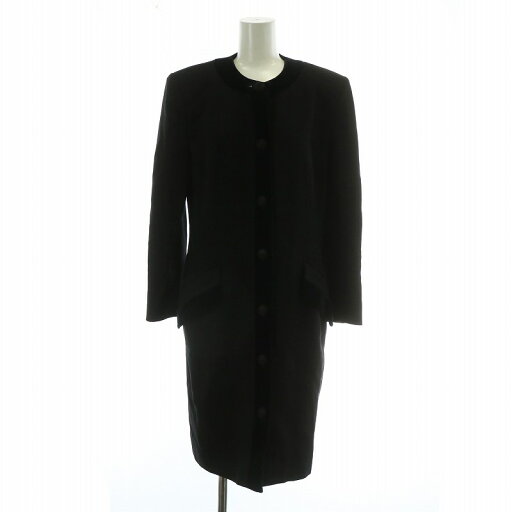 【中古】サルヴァトーレフェラガモ Salvatore Ferragamo ノーカラーコート アウター ウール ベロア ロング 肩パッド 40 M 黒 ブラック /XZ ■GY12 レディース 【ベクトル 古着】 250521 【中古】サルヴァトーレフェラガモ Salvatore Ferragamo ノーカラーコート アウター ウール ベロア ロング 肩パッド 40 M 黒 ブラック /XZ ■GY12 レディース 【ベクトル 古着】 250521