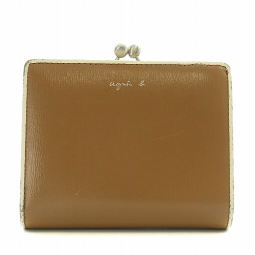 【中古】アニエスベー agnes b. 財布 二つ折り レザー がま口 バイカラー ロゴ 茶色 ブラウン アイボリー /XZ ■GY12 レディース 【ベクトル 古着】 250518 【中古】アニエスベー agnes b. 財布 二つ折り レザー がま口 バイカラー ロゴ 茶色 ブラウン アイボリー /XZ ■GY12 レディース 【ベクトル 古着】 250518