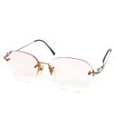 【中古】イヴサンローラン YVES SAINT LAURENT Paris 老眼鏡 メガネ 眼鏡 ウェリントン リムレス Ti-P 度あり カラーレンズ ロゴ ...