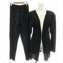 【中古】プリーツプリーズ PLEATS PLEASE イッセイミヤケ ISSEY MIYAKE セットアップ カーディガン イージーパンツ L M 黒 ブラック...