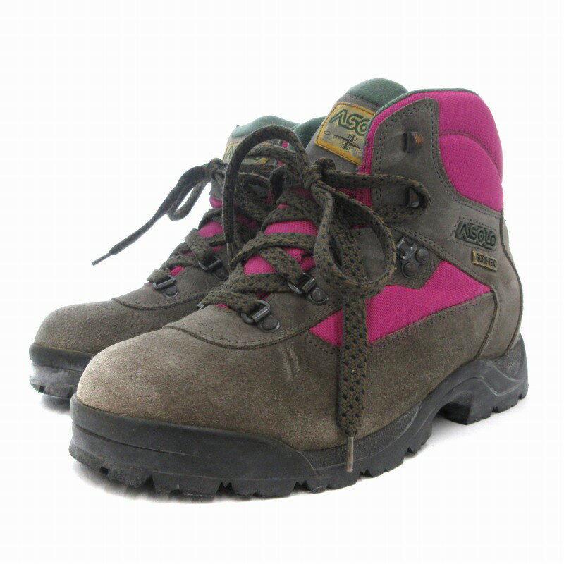【中古】アゾロ ASOLO ブーツ トレッキングシューズ スエード GORE-TEX ロゴ UK5.5 24.5cm グレー /FT ..
