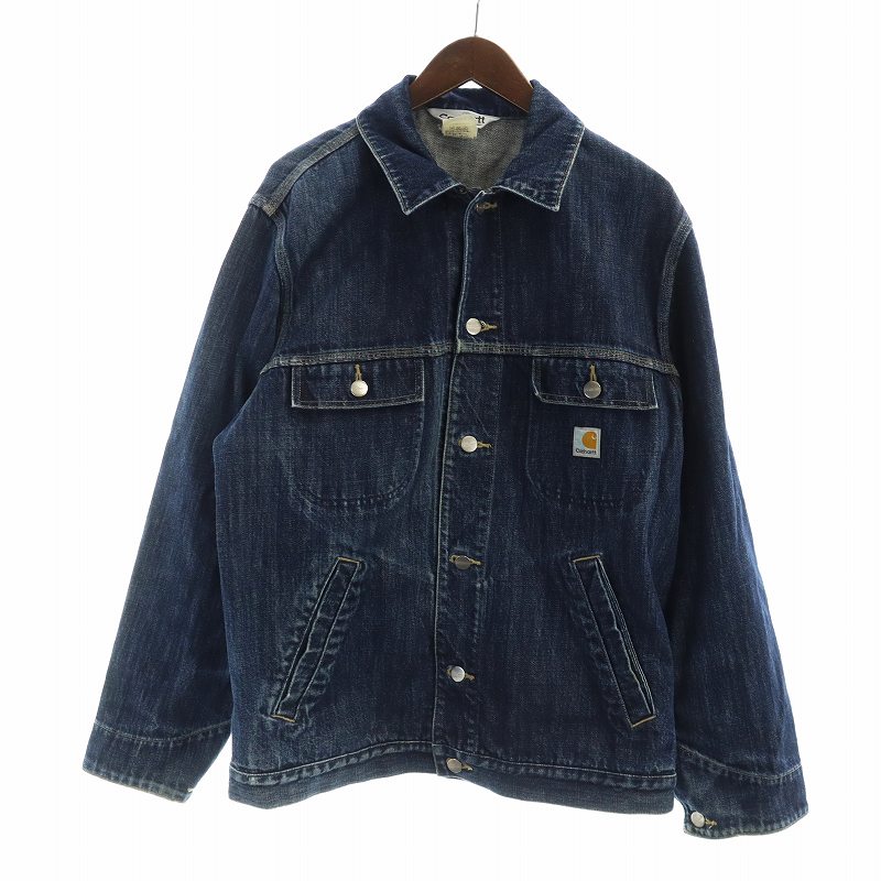 【中古】カーハート carhartt カバーオール デニムジャケット Gジャン 長袖 ミドル ロゴ L 青 ブルー 0806 ■GY11 /MQ メンズ 【ベクトル 古着】 250610