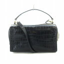 【中古】レザージュエルズ LEATHER JEWELS クリスタ ハンドバッグ ショルダー 2WAY ロゴ 型押し クロコダイル レザー 黒 ブラック ■GY18 /MQ レディース 【ベクトル 古着】 250606(4)