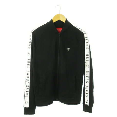 【中古】ゲス GUESS ジャケット スウェットブルゾン ジップアップ サイドライン ロゴ S 黒 ブラック /AO8 メンズ 【ベクトル 古着】 250613(4)