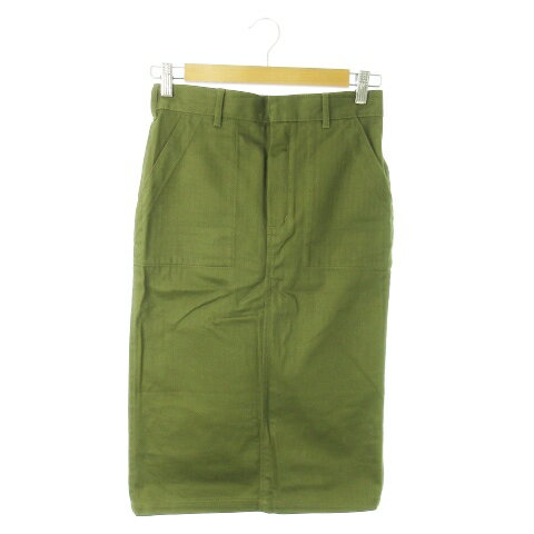 【中古】ハイク HYKE ミモレスカート ロング タイト ベイカー コットン ハリ感 1 S 緑 カーキ /AO22 レディース 【ベクトル 古着】 250613