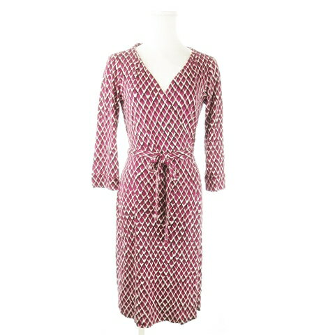 【中古】ダイアンフォンファステンバーグ DIANE von FURSTENBERG カシュクールワンピース ひざ丈 七分袖 絹 シルク 総柄 リボン 2 M 紫 パープル /AO15 ■GY19 レディース 【ベクトル 古着】 250624 【中古】ダイアンフォンファステンバーグ DIANE von FURSTENBERG カシュクールワンピース ひざ丈 七分袖 絹 シルク 総柄 リボン 2 M 紫 パープル /AO15 ■GY19 レディース 【ベクトル 古着】 250624