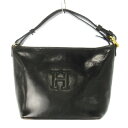 【中古】ヒロフ HIROFU ハンドバッグ レザー 革 ロゴ型押し ゴールド金具 黒 ブラック /CK19 ■GY11 レディース 【ベクトル 古着】 250624(4)