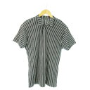【中古】ジャンニヴェルサーチ ヴェルサーチェ GIANNI VERSACE ヴェルサス VERSUS ポロシャツ 半袖 メデューサボタン ストライプ 総柄 紺 ネイビー /AO19 ■GY18 メンズ 【ベクトル 古着】 250628