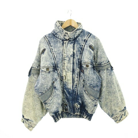 【中古】フィッツ FITTZ MODERN BASIC ヴィンテージ デニムジャケット Gジャン ジージャン ケミカルウォッシュ加工 F 青 ブルー /MN6 ■GY01 メンズ 【ベクトル 古着】 250630