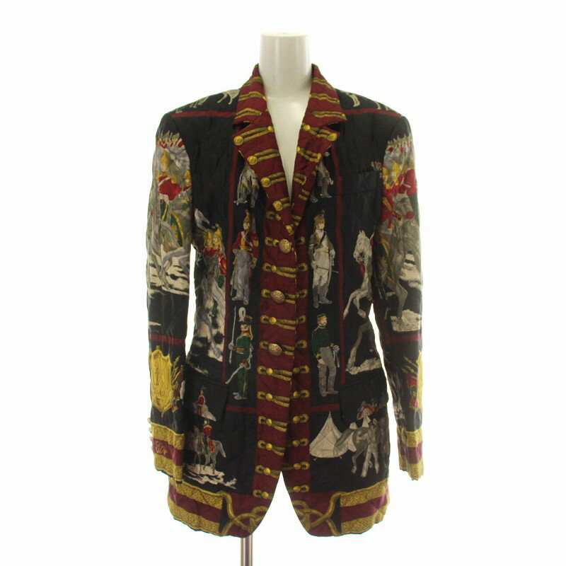 【中古】エトロ ETRO テーラードジャケット ナイロン キルティング シングル 3B 総裏地 ナポレオン 総柄 肩パッド 42 M マルチカラー /XZ ■GY18 レディース 【ベクトル 古着】 250619